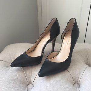 Jessica Simpson Black Leather Stilettos - Size 7